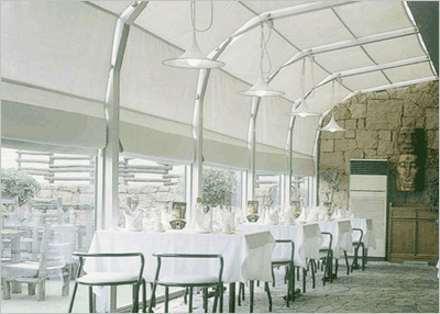 折疊式天棚簾  沈陽天棚簾  沈陽電動折疊天棚簾